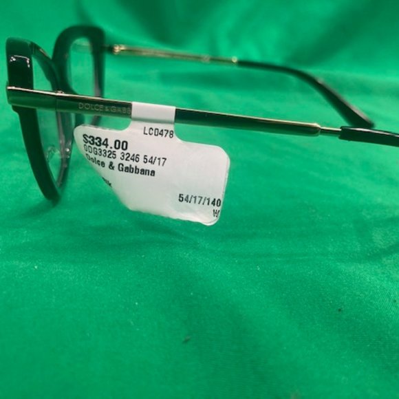 DOLCE & GABBANA DG3325 Black on Transparent Black Eyeglasses w/ Gold Accent
